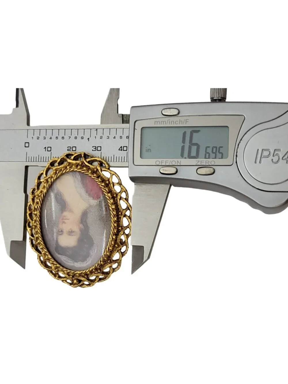 Florenza Gold Tone Cameo Print Lady's Portrait Brooch Pendant, Signed K565